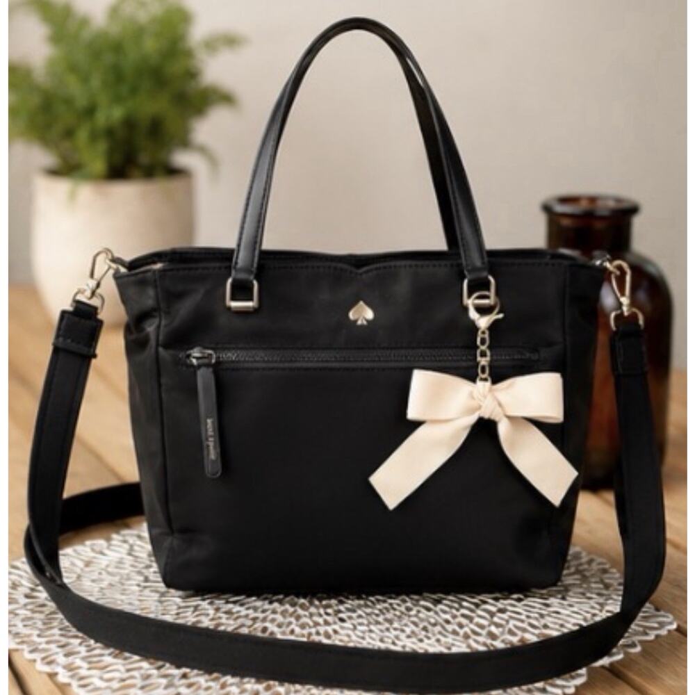 Kate Spade New York Black Jae Nylon Satchel Crossbody Tote